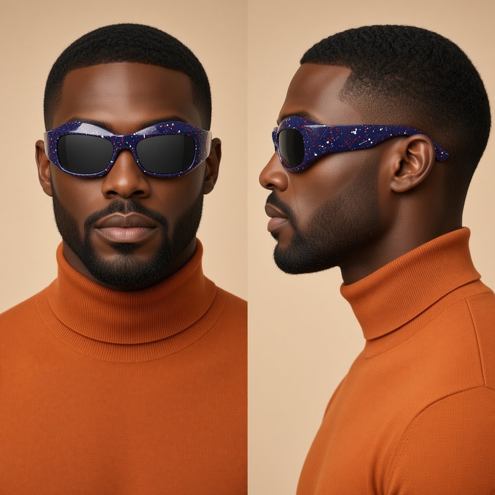 Men Fashion Novelty Sunglasses White Speckled Hip Hop Cholo  Festival Luxury New